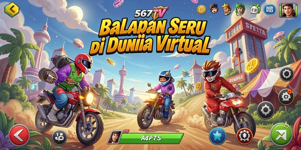 Screenshot gameplay menampilkan balapan mendebarkan di 567TV.