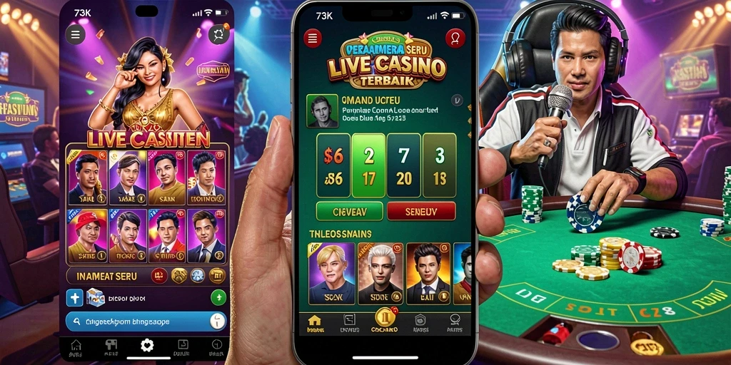 Gameplay Live Casino menarik dengan dealer dan pemain yang berinteraksi langsung.