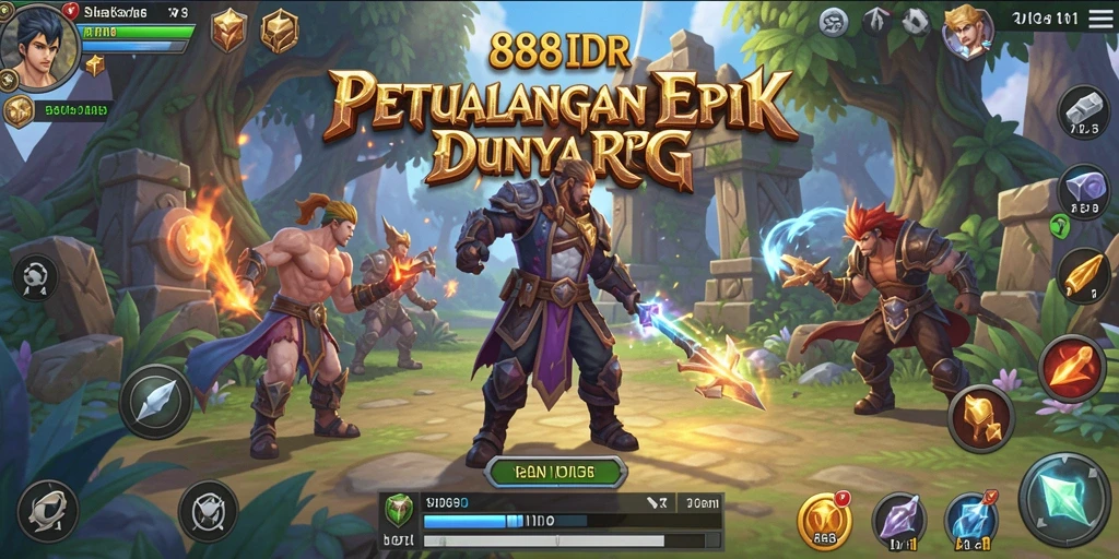 Screenshot menunjukkan aksi pertempuran yang menegangkan dalam 888IDR.