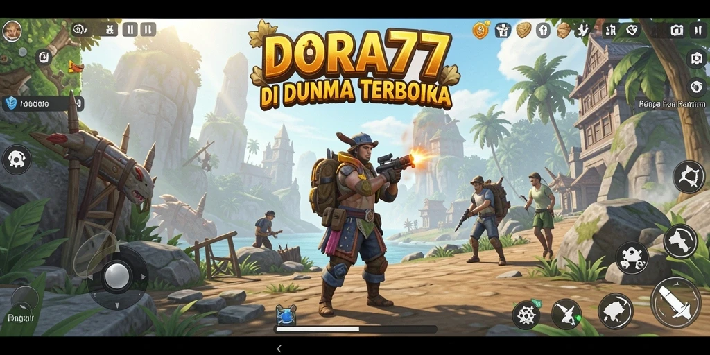 Screenshot gameplay DORA77 yang penuh petualangan di dunia terbuka.