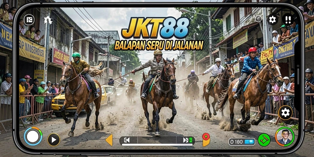 Tangkapan layar dari gameplay balapan JKT88 yang mendebarkan.