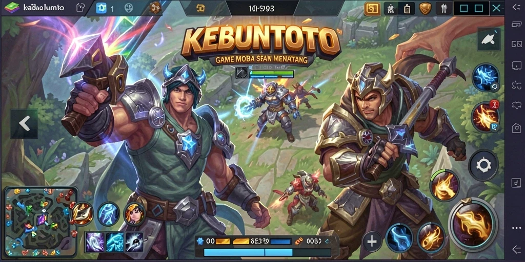 Gameplay seru KEBUNTOTO dengan pertarungan tim yang intens.