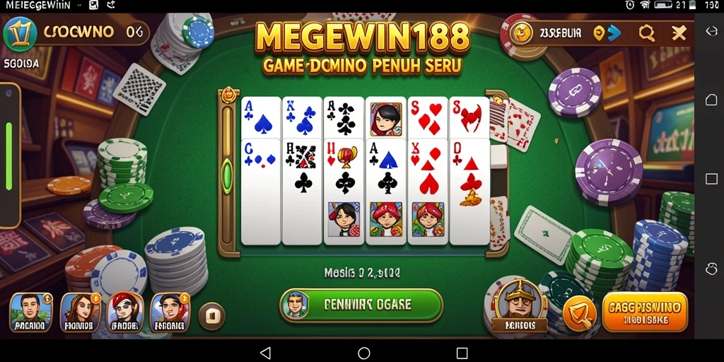Screenshot utama MEGEWIN188 menampilkan gameplay seru permainan Domino.