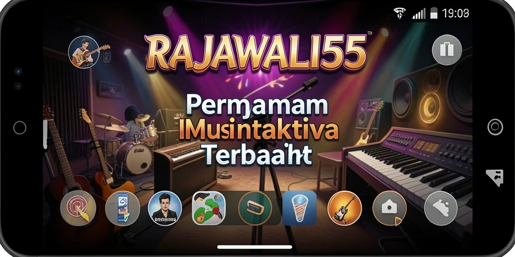 Screenshot gameplay RAJAWALI55 menampilkan pengguna berinteraksi dengan alat musik.