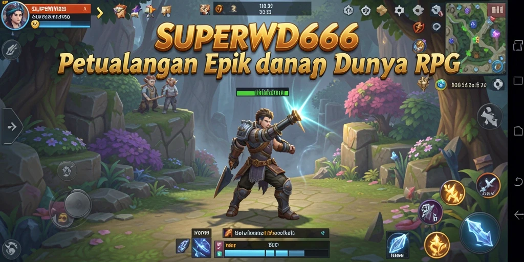 Screenshot utama SUPERWD666 menampilkan aksi pertarungan yang epik dan karakter yang berwarna.